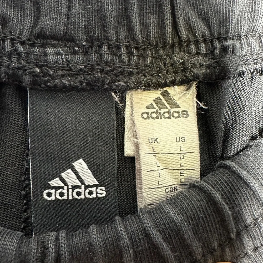 Adidas Big Logo Athletic Shorts Black White Mens‎ Size Large Elastic Waist